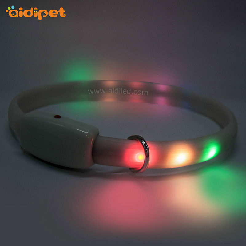Domácí dárkový silikonový personalizovaný barevný psí límec LED elektronický psí límec