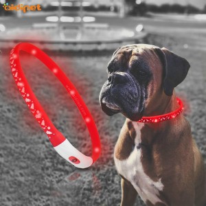 Módní LED Pet Light Up Dog nabíjení silikonové osvětlené reflexní LED pes sledování vodotěsný náhrdelník límec